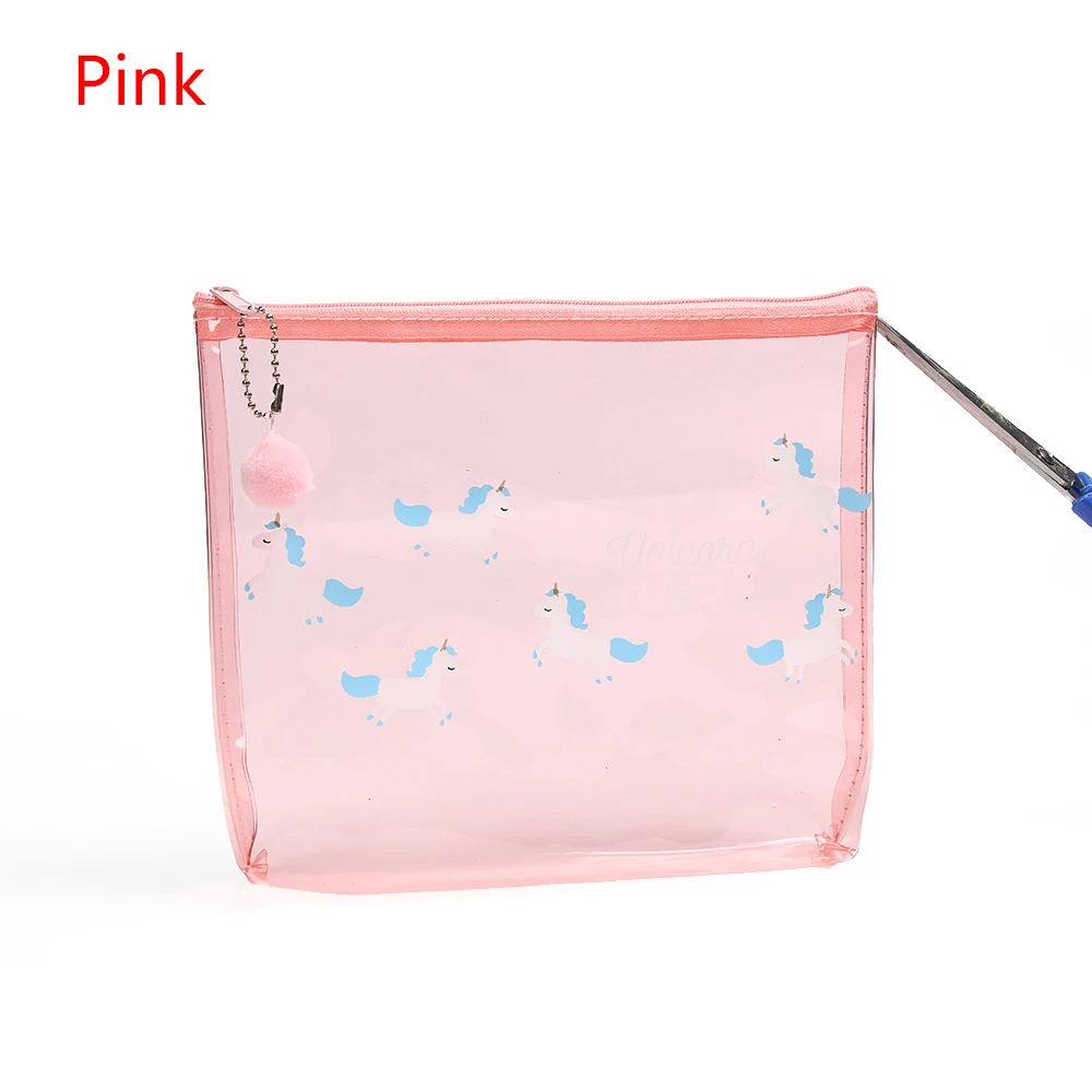 Новая модная женская косметичка с единорогом, водонепроницаемый прозрачный чехол, косметичка, органайзер для путешествий, сумочка на молнии, косметичка - Цвет: pink bag