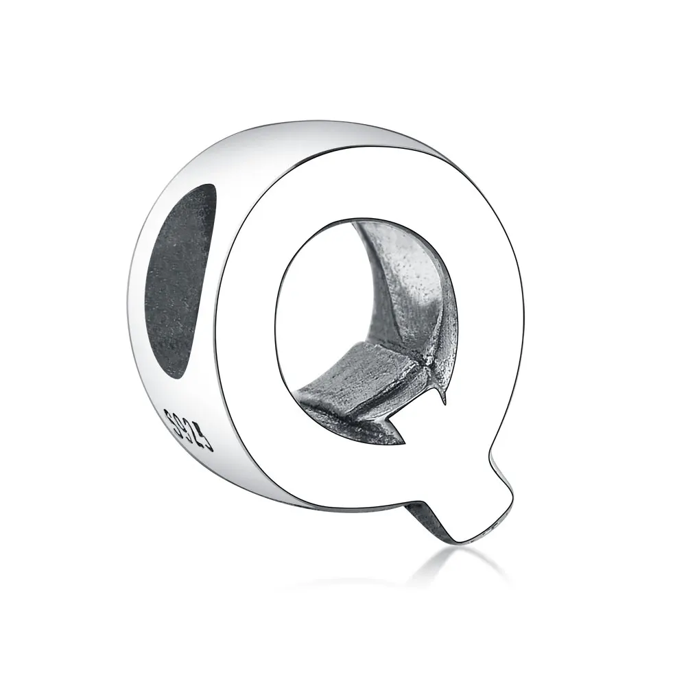 Стиль 925 серебряная буква Шарм бусины подходят Pandora браслет Подвеска «сделай сам» Изготовление ювелирных изделий - Color: Q