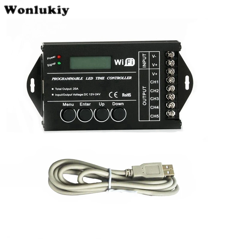 Wonlukiy обновленный TC420 TC421 WiFi программируемый по времени 5 CH выход Светодиодный контроллер для 5050 3528 5630 светодиодные ленты DC12-24V