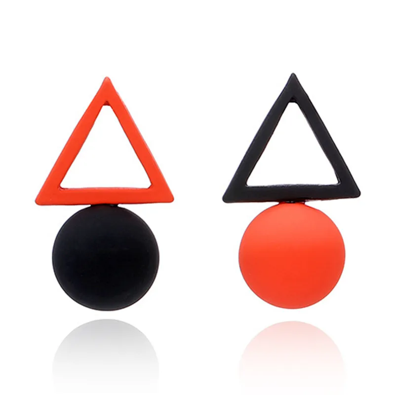 

MESTILO Korean Candy Color Cute Geometric Acrylic Earrings Triangle Round Ball Asymmetrical Small Drop Earrings For Women Girls