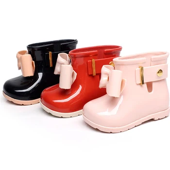 

All seasons girls jelly shoes kids rainboots children waterproof boots baby shoes bow soft rubber sole 1 to 5 yrs