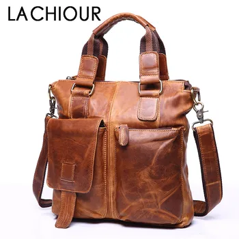 

2018 New Men's Business Bag Crazy Horse Genuine Leather Fashion Male Shoulder Bags Cow Leather Laptop Handbag Men Crossbody Bags