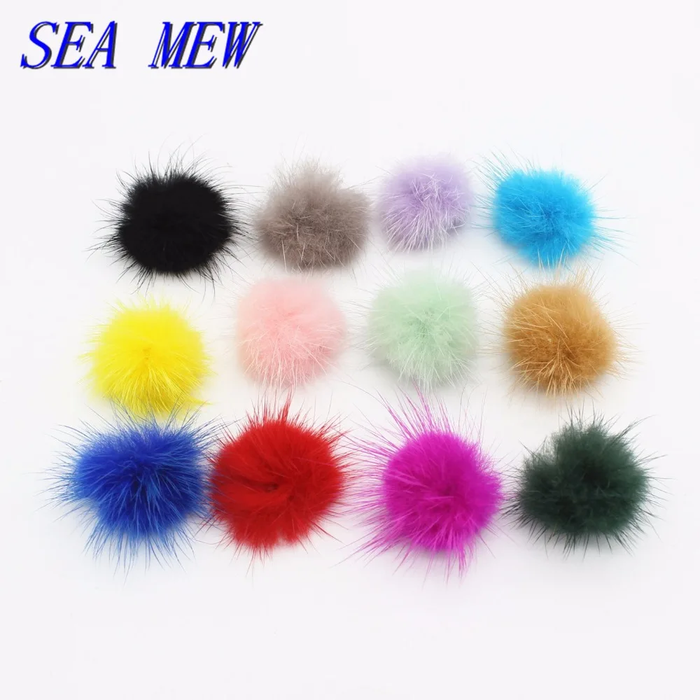 

100 PCS High Quality Handmade Mink Hair Bulb Rabbit Hair Ball Connectors Charm For Jewelry Making 25mm to 30mm