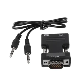 

HDMI Female to VGA Male Adapter Converter with Audio Cable for PC Laptop Computer TV Projector Use
