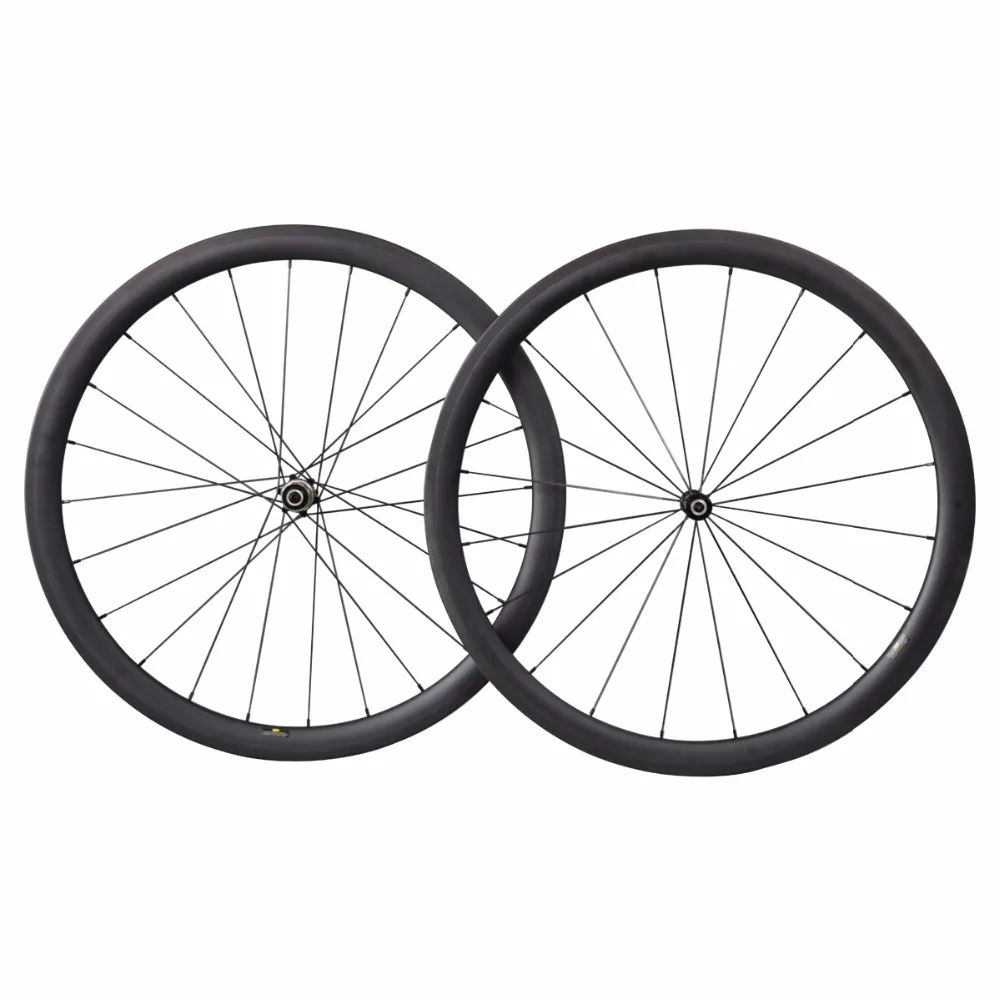 Top 700C carbon wheels China 40mm clincher road bike wheel with 25mm U shape rim Novatec straight pull hub Sapim CX-Ray spokes 1404g 16