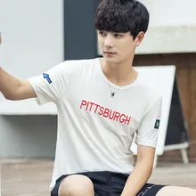 Men Casual Short Sleeve Round Collar T-Shirt Contrast Stitching Embroidery Letters Loose Tops L2 Men Casual Short Sleeve Round Collar T-Shirt Contrast Stitching Embroidery Letters Loose Tops L2