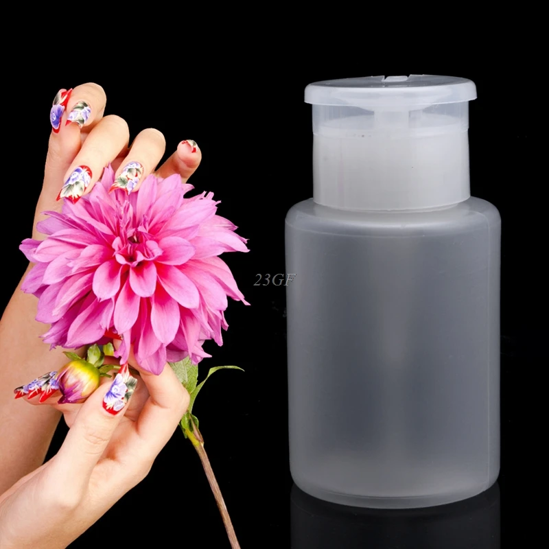 

2018 NEW Portable 120ml Nail Art Pump Dispenser Polish Remover Plastic Empty Bottle