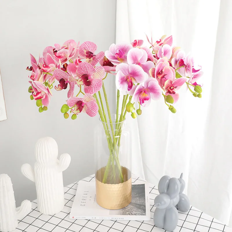 Flone Artificial Silk Fake Flowers 70cm Artificial Butterfly Orchid Flowers Branch Wedding Living room Home Warm Decoration (32)