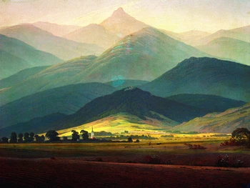 

scenery canvas painting landscape prints poster Imagich Top 100 print Mountain view of Riesengebirge by Caspar David Friedrich