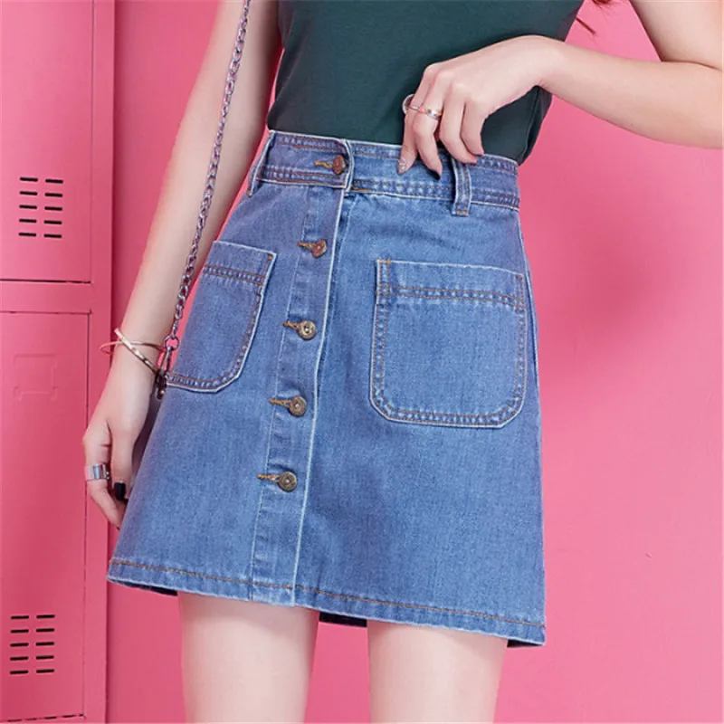 

Denim Skirt Women Jeans Skirts Womens Summer Women High Waist Denim Skirts Blue Jean Mini Skirt Plus Size Faldas Mujer Moda 2019