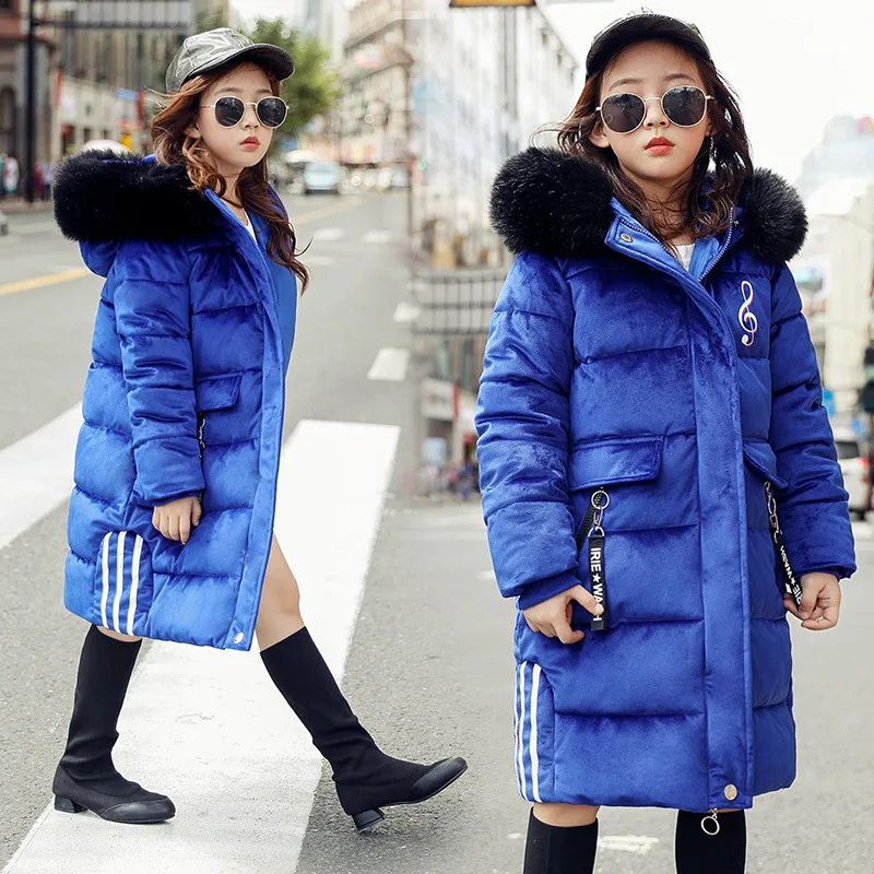 

Winter Jackets Children Coats 2019 Fashion Girls Clothing Warm Thick Clothes Kids Parka 3-13 Years Long Cotton-padded Outerwears