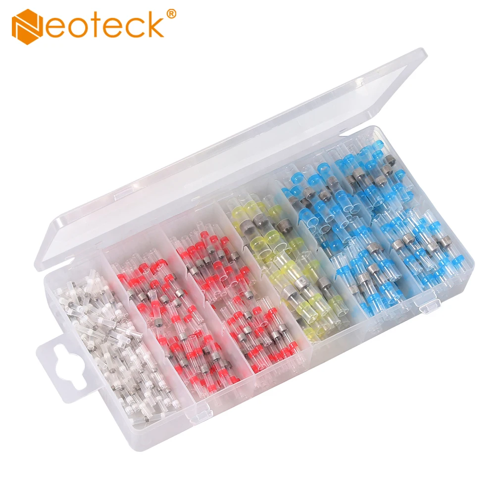 

Neoteck 250PCS Solder Seal Wire Connectors Heat Shrink Butt Connectors - Electrical Wire Terminals - Insulated Waterproof Marine