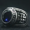 Unisex 316L Stainless Steel Cool Ride To Live, Live To Live Cross Blue Stone Rider Ring 2
