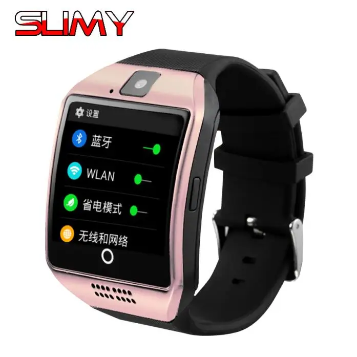 Умные часы Slimy Q18 Plus Android 4,4 MTK6572 4G rom 512 ram Smartwatch 3g SIM Камера с Wi-Fi и GPS Relogio Inteligente PK DM98 - Color: Gold