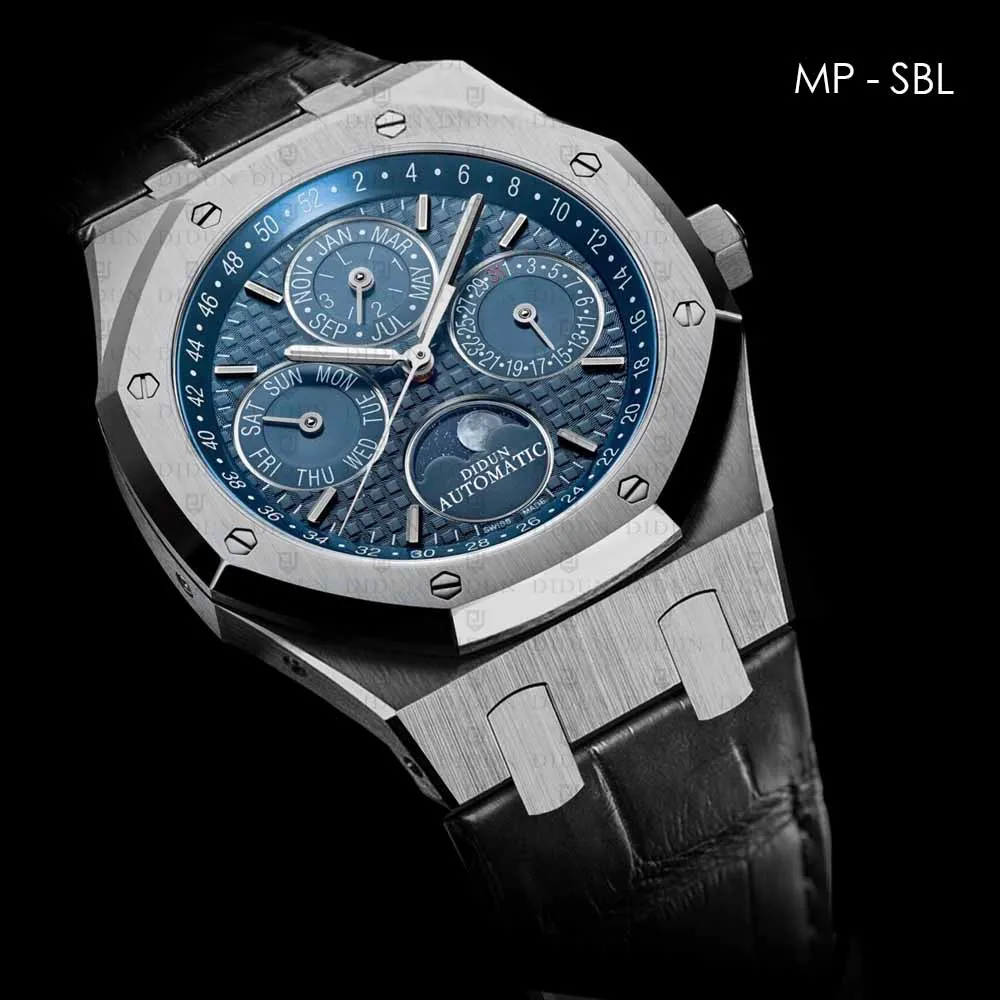 DIDUN watch Men Top Brand Luxury Mechanical Automatic Rose gold Watch Military Business Watch Moonphase Leather strap Wristwatch