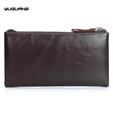 Genuine Leather Men Wallets Double Zipper Wallets Large Man Clutch Bag Phone Card Holder Male Purse Men Leather Wallet Purse