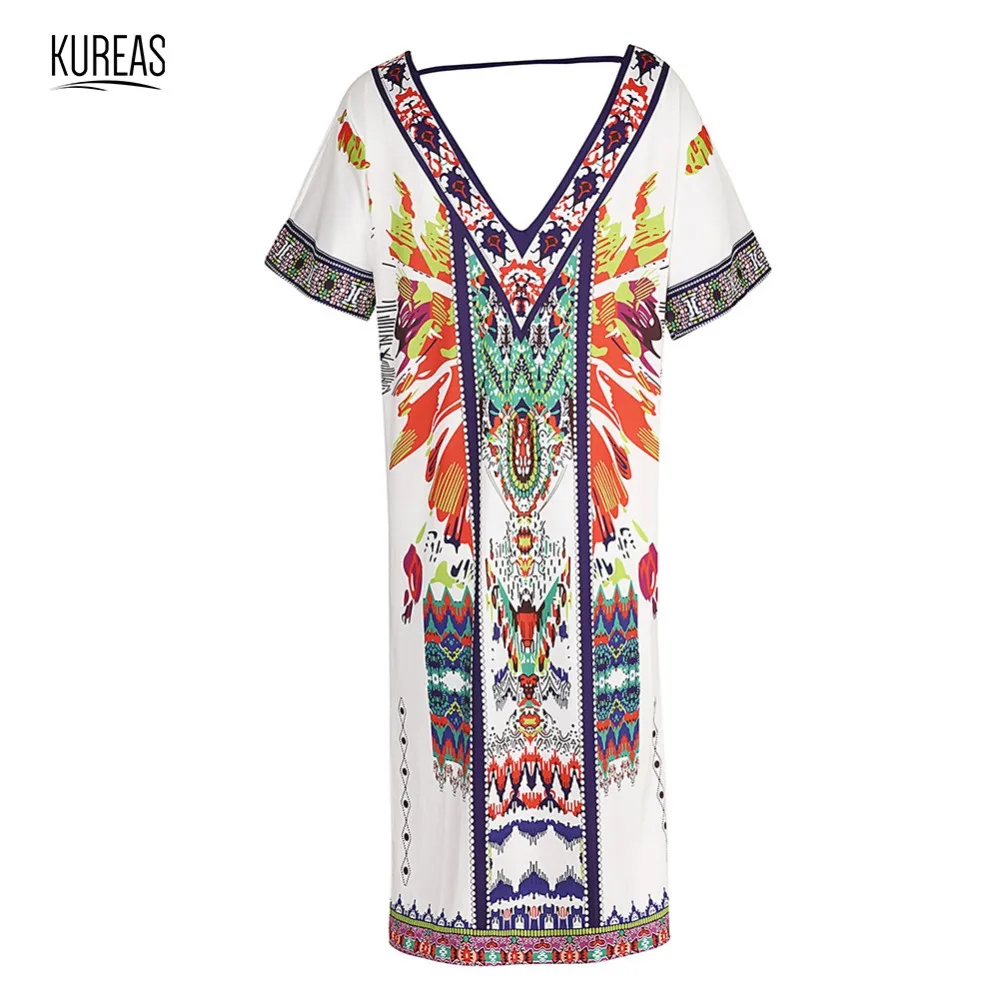 Kureas Dashiki/платье миди с национальным принтом; африканские пляжные платья со шнуровкой по бокам; Летние платья; vestidos; большие размеры; одежда в африканском стиле