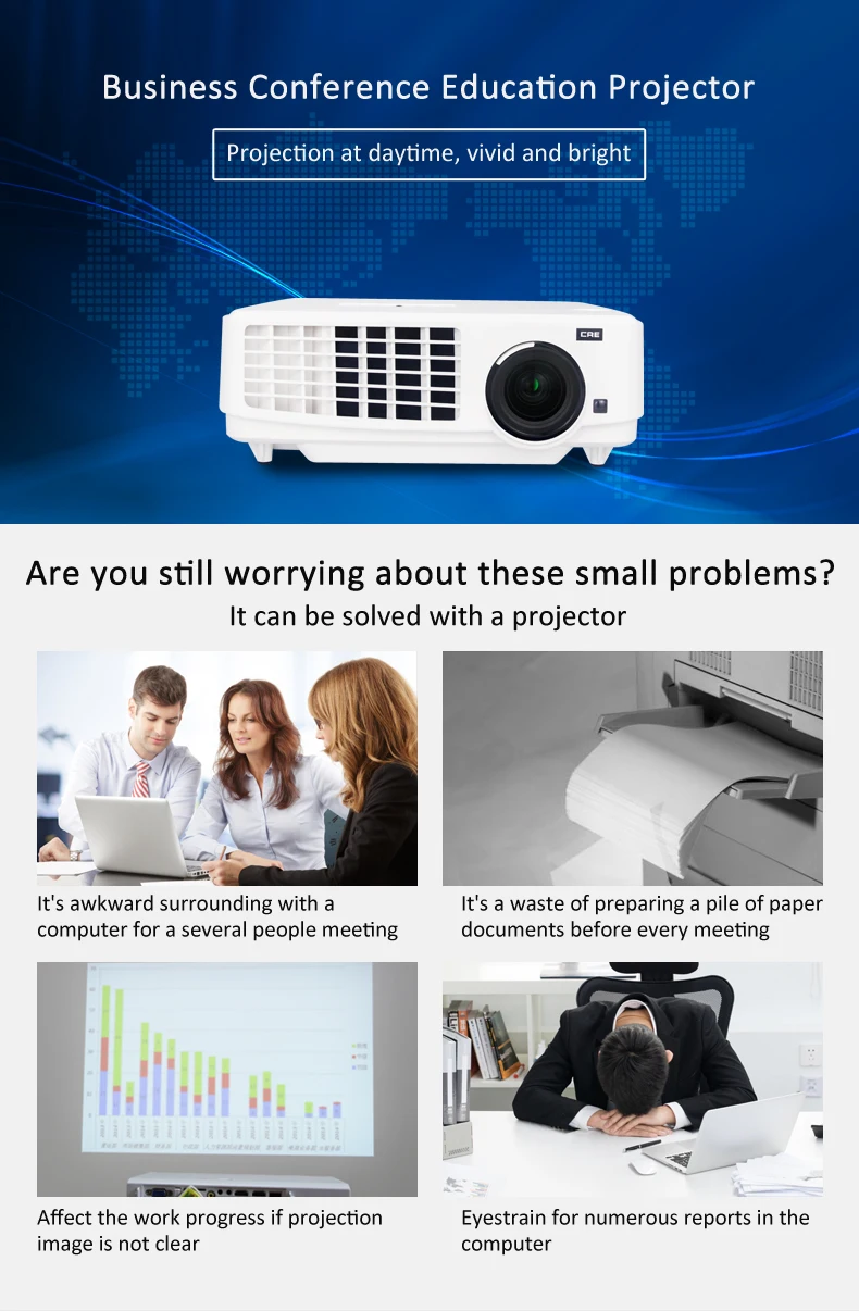3LCD Projector Android LED Projector Full HD 1080P Projector High Brightness 3000 ANSI Lumens Projector HDMI USB VGA AV