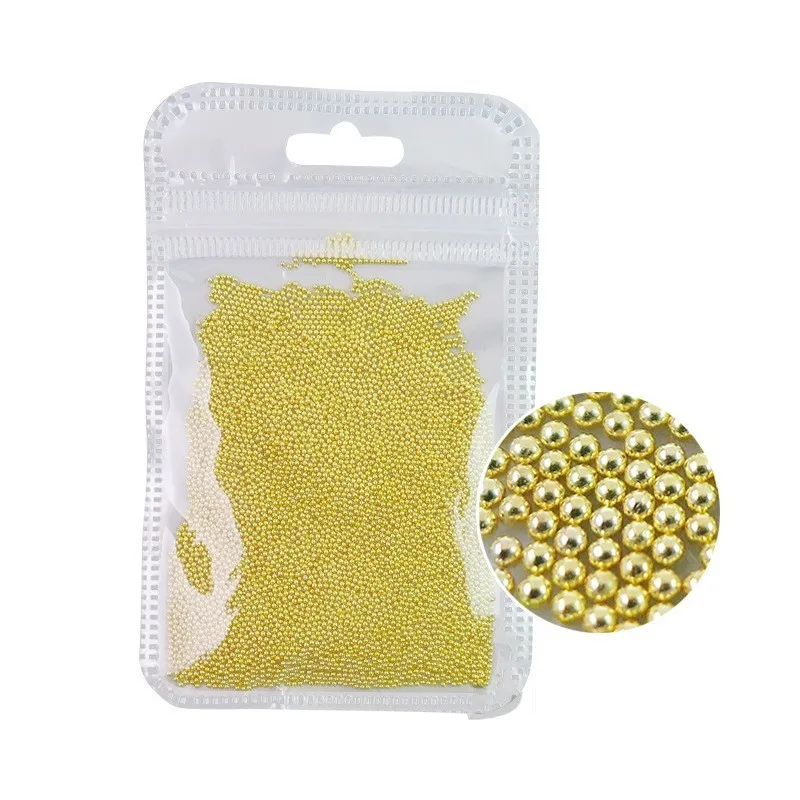 1Bag=10g Mini Caviar Metal Beads Steel Ball Nail Stud Caviar Gold