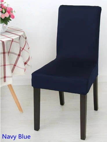 Us 2 0 Navy Blue Colour Spandex Lycra Chair Cover Fit For Square Back Home Chairs Wedding Party Home Dinner Decoration Half Cover In Chair Cover