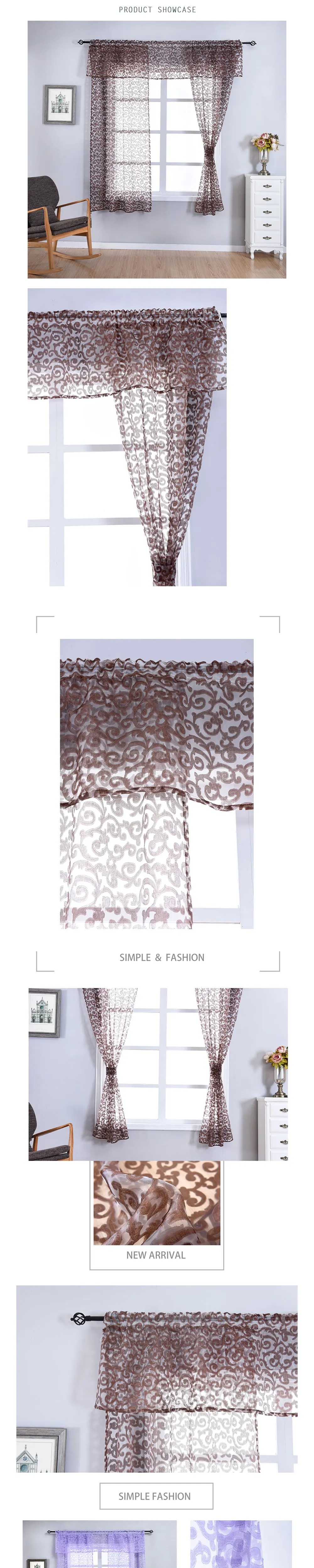 AOL-Smt293 NAPEARL Classic Floral Kitchen Rod Pocket Curtains Window Valance and Tiers Sheer Short Drapes Jacquard Tulle Bay Window Voile (1)