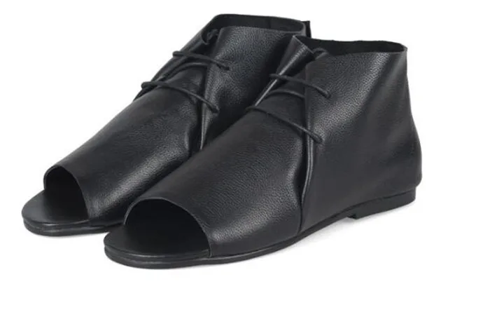 Модные брендовые летние мужские сандалии на шнуровке дышащая тенденции кожаные римские сандалии мужские кожаные сандалии с открытым носком sllipper