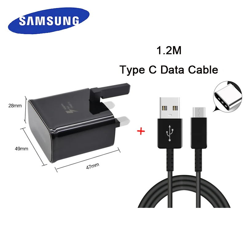 

Samsung Type-C USB fast charging for Galaxy S8 S8+ S8P S9 S9+ S9P Note8 With 1.2M data cable Adaptive charger For Travel