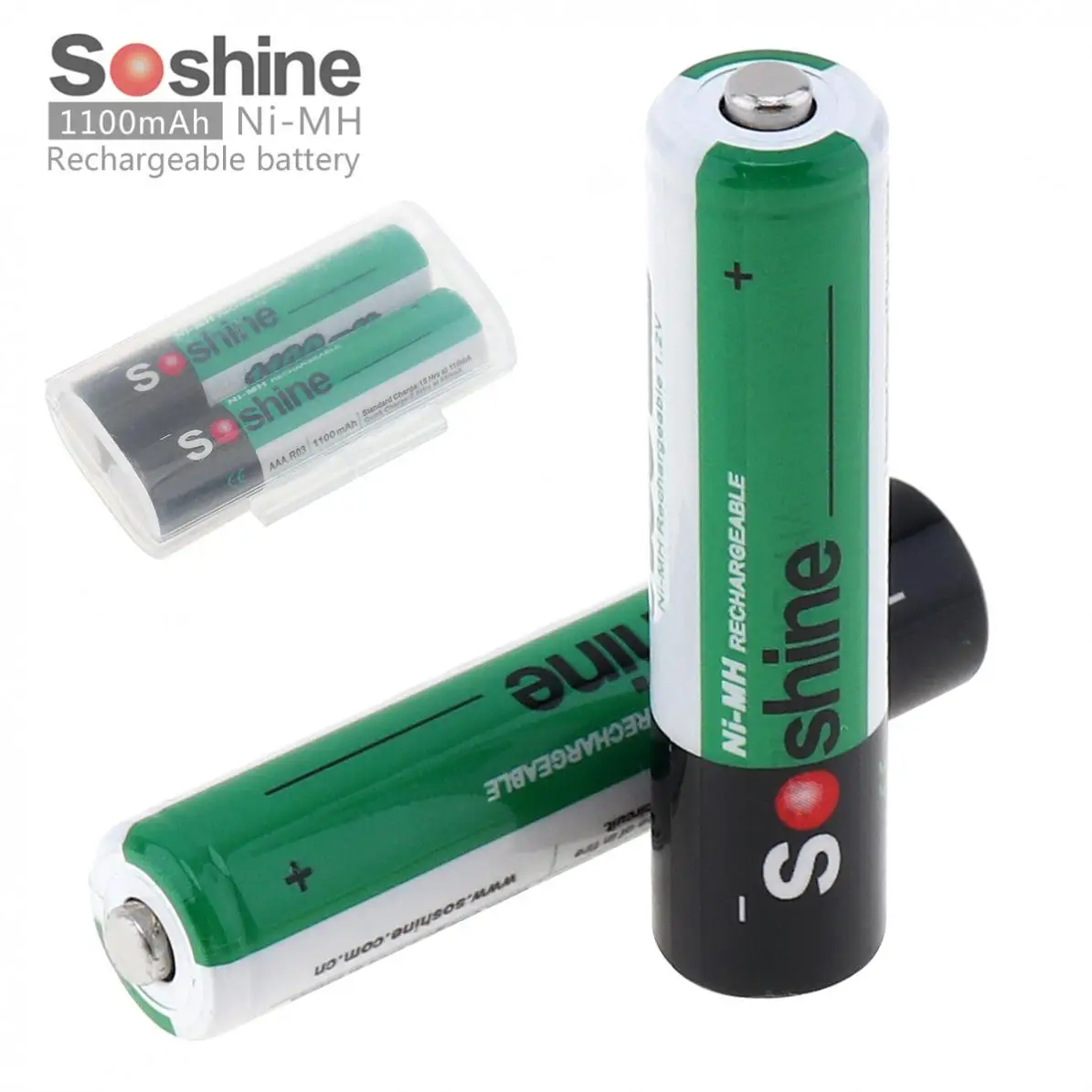 2pcs Soshine Ni-MH AAA 1100mAh Rechargeable Battery 3A NIMH Batteria + Portable Box for Toys / Camera | Электроника
