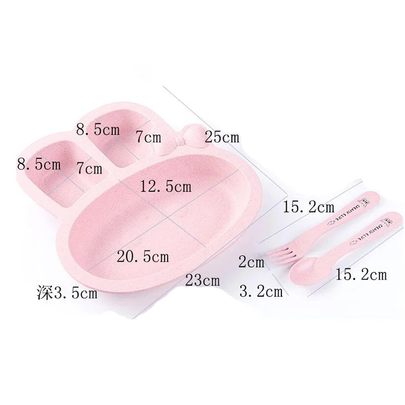 New cute rabbit plates for baby baby feeding dishes Wheat straw kids plates 3pcs/set New cute rabbit plates for baby baby feeding dishes Wheat straw kids plates 3pcs/set