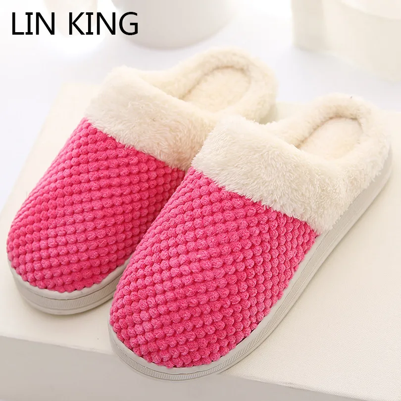 

LIN KING Lovely Female Home Slippers Women Winter Indoor Cotton Slippers Shoes Anti Slip Ladies Floor Slides Zapatos De Mujer