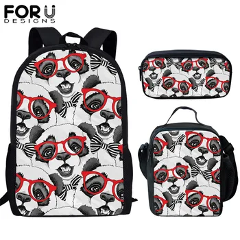 

FORUDESIGNS Satchel School Bags Set School Backpack Cute Baby Panda Print Book Bag Rucksack For Teen Girls Boys Mochila Infantil