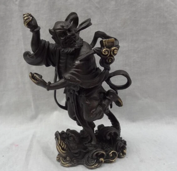 

JP S0608 Chinese Buddhism Bronze BiXie Protect Zhong Kui Buddha ChungKuel Unicorn Statue (B0328)