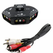 TriQuest 3 Устройство RCA Аудио/Видео Селектор/переключатель 3 в 1 AV мульти коробка