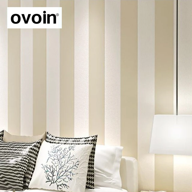 Behang Strepen Verticaal Eenvoudige Brede Verticale Strepen Behang Voor Muren Geel Beige en Wit Muur Papier.jpg 640x640 - Behang Strepen Verticaal
