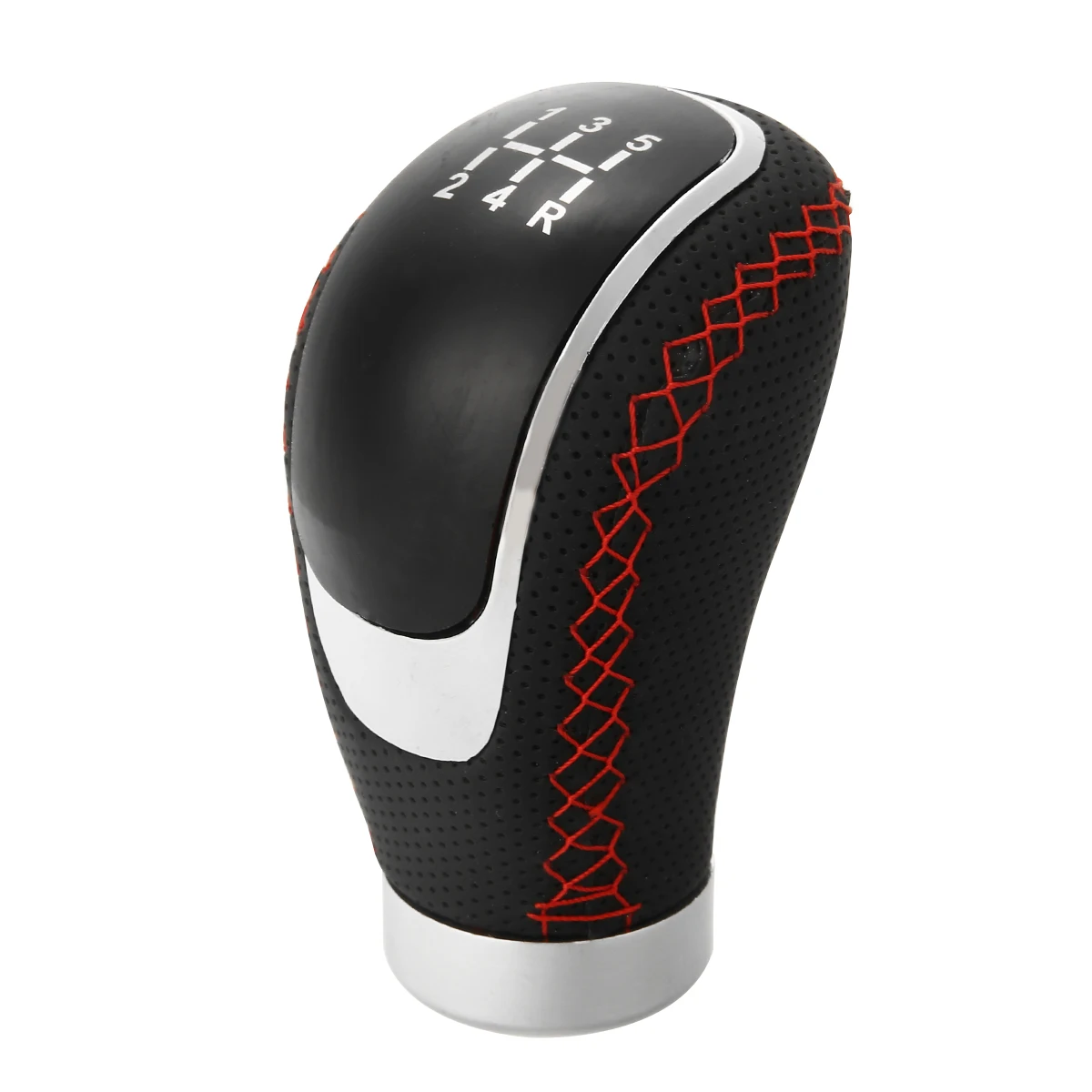 5 6 Speed Genuine PU Leather Gearshift Universal Replacement Manual Car Gear Stick Shift Knob Set 96x50mm