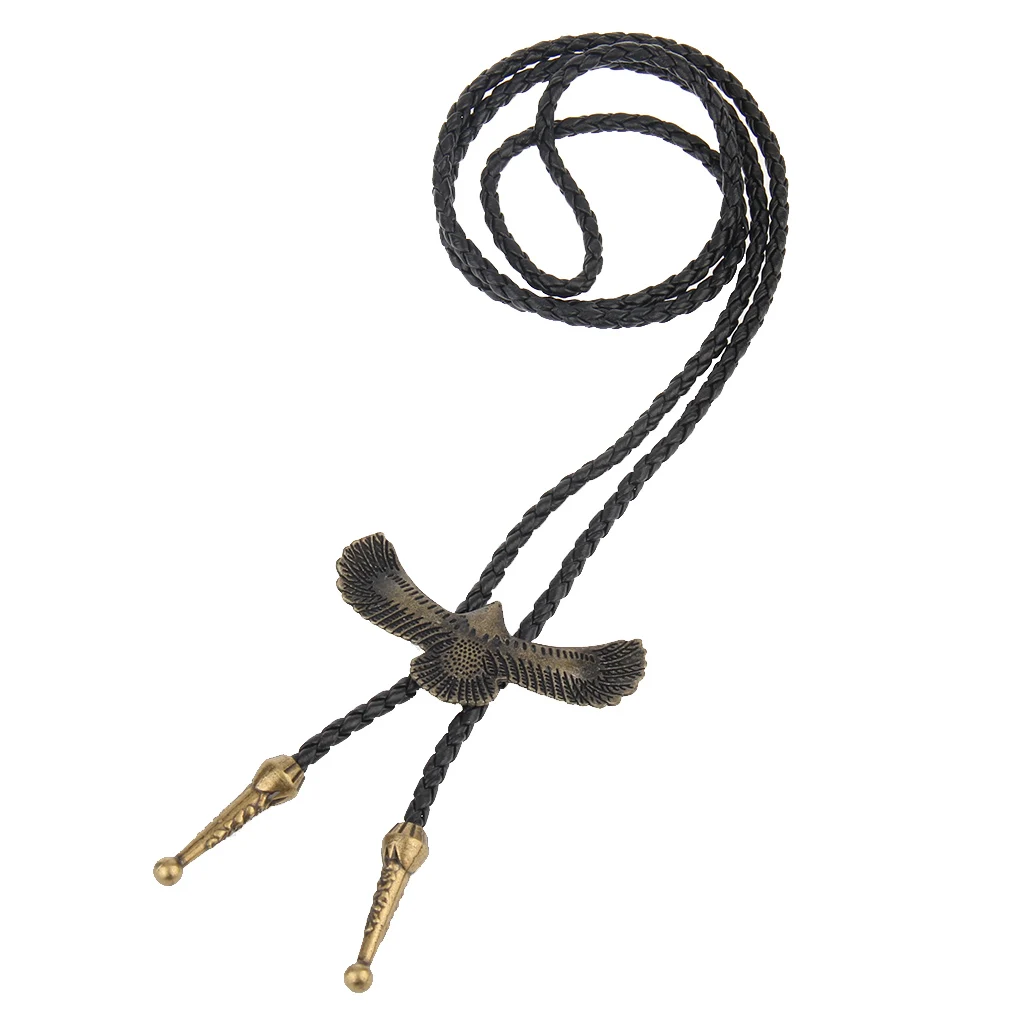Adult Men Antique Style Alloy Metal Eagle Pendant Bolo Tie Necktie Necklace 