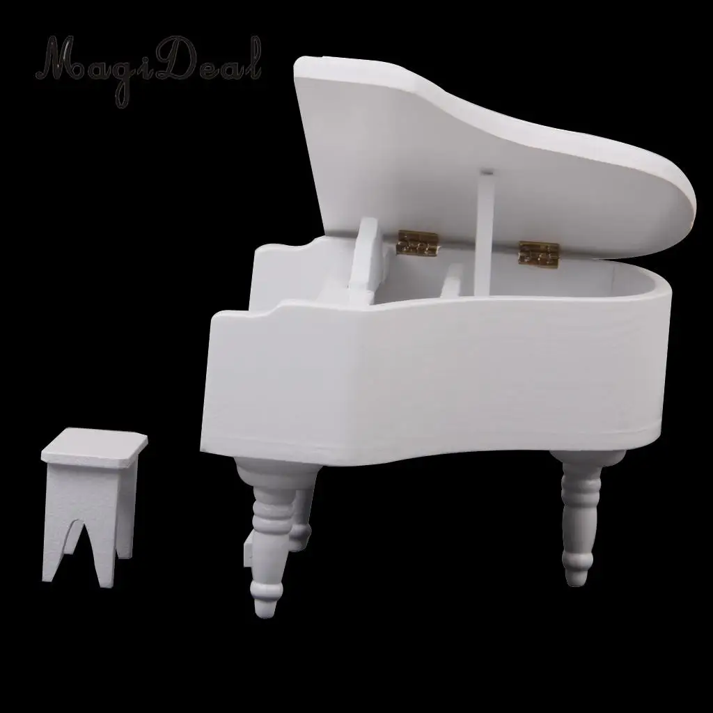 1/12 Scale Dollhouse Miniature Mini Piano Cabinet Chairs Modern Furniture Decoration for Dolls Living Room Bedroom Accs