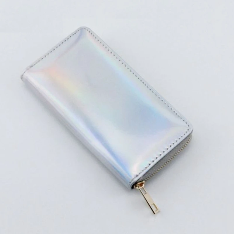 Holographique Clutch Wallet Long Zipper Coloré Hologramme Hand Purse Women Wallets 