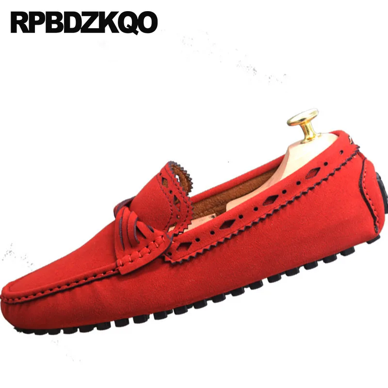 

fashion driving 2018 slip on flats loafers designer comfort green suede leather men shoes blue moccasins casual soft soled red