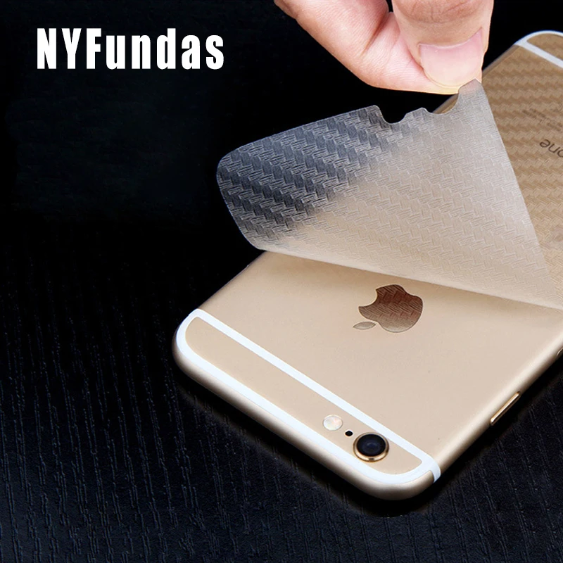 

NYFundas Back Carbon Fibre Film Mobile Phone Stickers for Apple iPhone 6 6S 7 8 Plus 5 5S SE X 4S Pegatinas adesivos Accessories