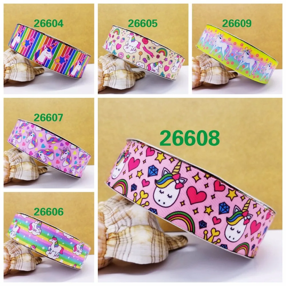 

Free shipping 50 yard per size unicorn ribbon printed grosgrain ribbon 26609