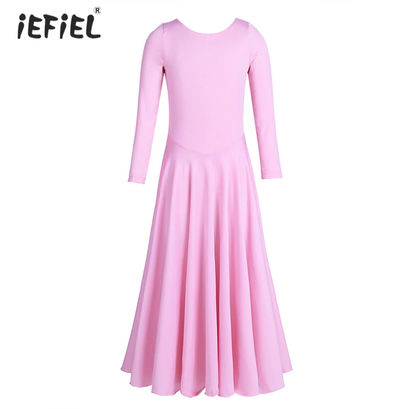 

Fashion Kids Girls Long Sleeves Ballet Dress Ballerina Kids Ballet Dancewear for Girls Soft Smooth Loose Fit Modern Dance Dress