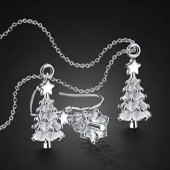

DEALS Christmas Classic 925 Sterling Silver Christmas tree pendant Necklaces/earrings Tree of Life for Women Fine Jewelry gift