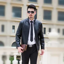 Новые домашние тапочки из натуральной кожи, куртка Для мужчин дизайн со стоячим воротником мужской Повседневное мотоцикл мужская кожаная куртка модная Натуральная Куртки