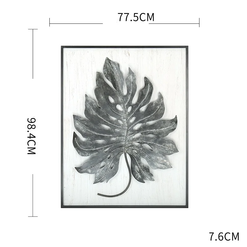  Nordic Wrought Iron 3D Stereo Plant Leaf Wall Hanging Decorative Craft Decoration Bedroom Wall Stic - 4000025811327
