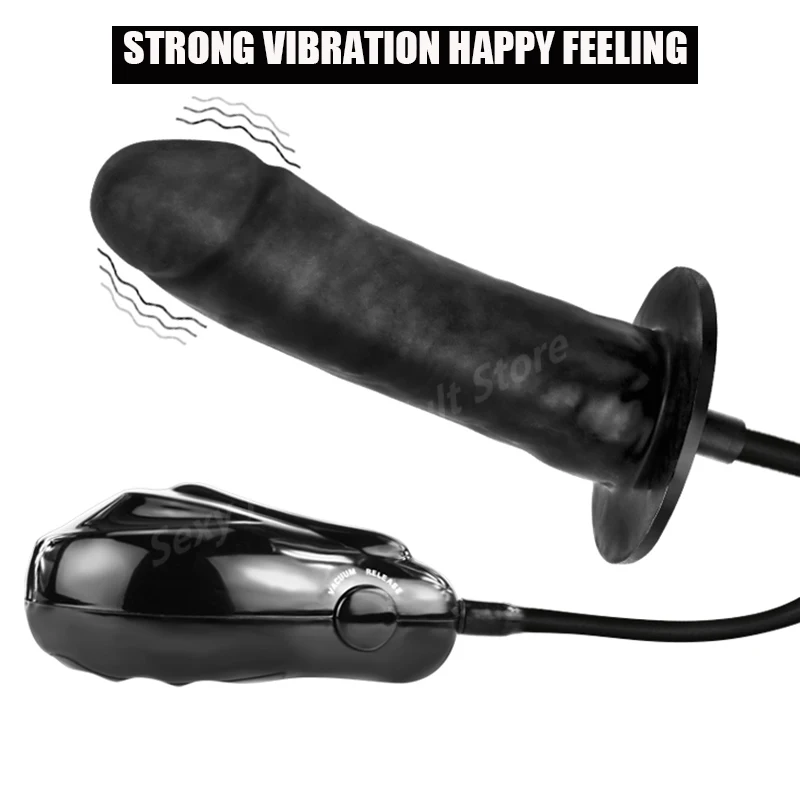 Newest Inflatable Black Big Dildo Realistic Anal Plug Vibrator(Max 10.6cm),Butt plug Anus Balls Sex Toys For Women Erotic Toys