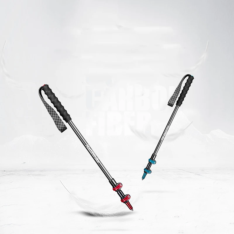 135g de Fibra de Carbono Naturehike Peso Leve Bloqueio Externo Trekking Pole 3 Seção Portátil Escalada Andando Prata Prêmio Vara Mod. 1260373 24 carbono bloqueio externo trekking pole 3 seção