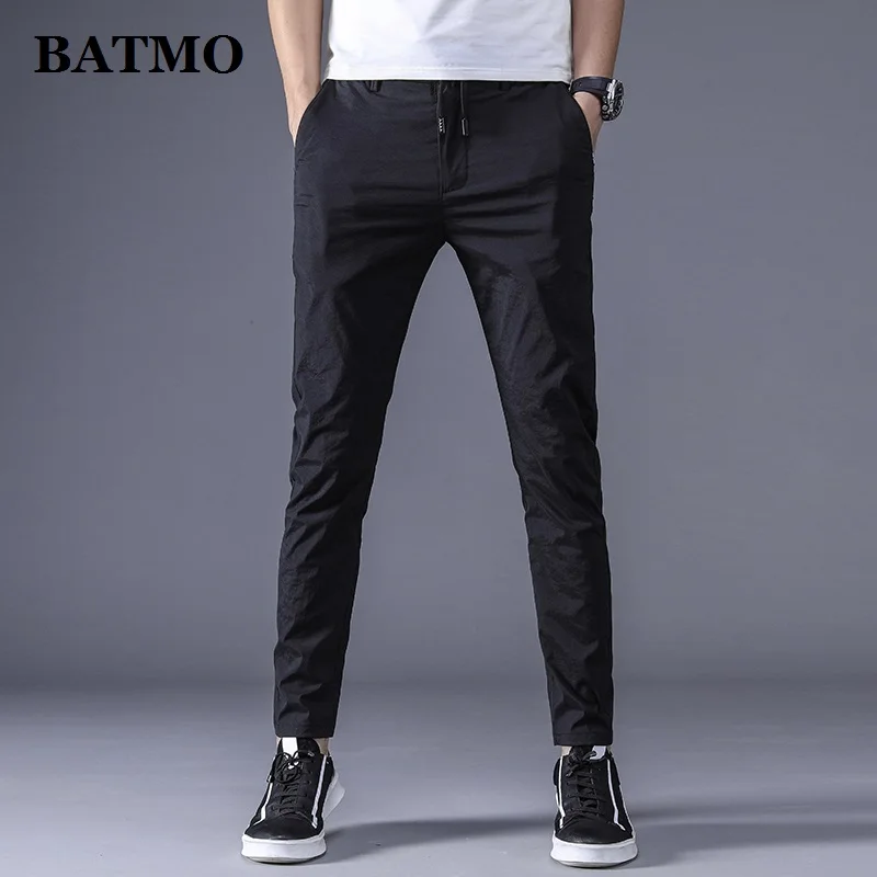 

BATMO 2019 new arrival summer high quality ice silk casual pants men,men's slim pants,men's pencil pants K6816