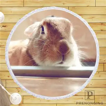

Custom DIY Customized Microfiber Fabric rabbit (1)@1 Round Beach Blanket Towel Printed on Demand 150cm #19-01-28-99