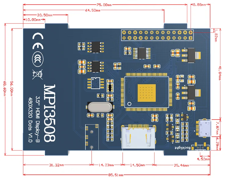 MPI3508 3,5 дюймов TFT HDMI lcd Moudle для raspberry pi 2 Модель B& RPI B+ raspberry pi 3